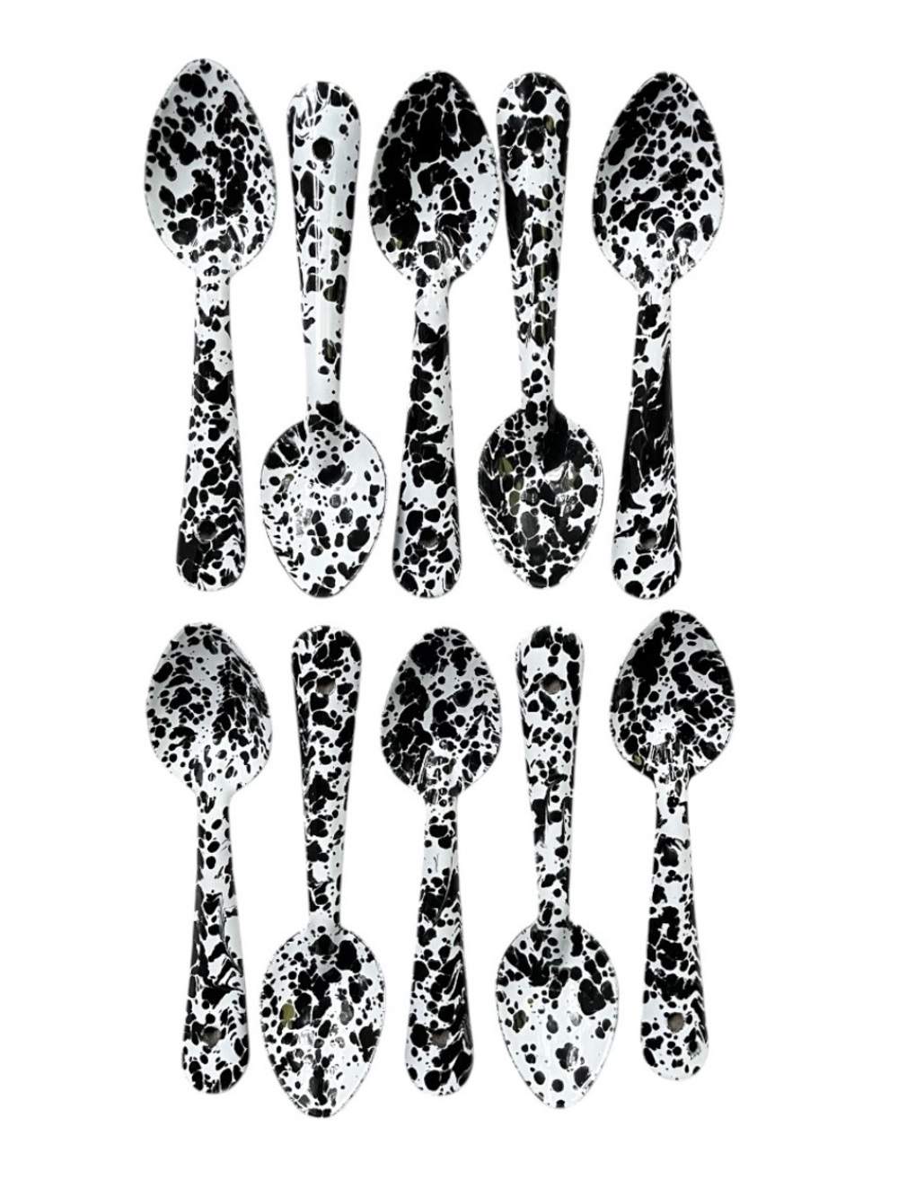NWOT Crow Canyon Home Black Splatter Small Spoons, Set of 10